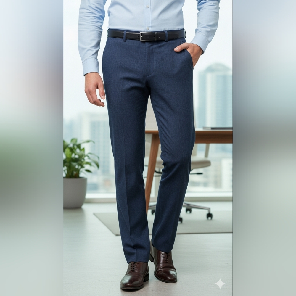 Men's Nordstrom Men's Shop Trim Fit Dress Pants - Blue - Size 32 / 32 - EUC